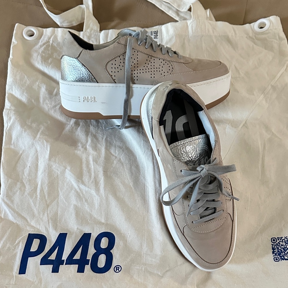 P448 Taupe and Metallic empire platform Sneakers
